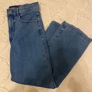 EXPRESS BLUE WIDE LEG CROPPED JEANS